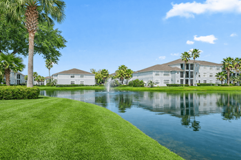 Lake views with tropical landscaping
